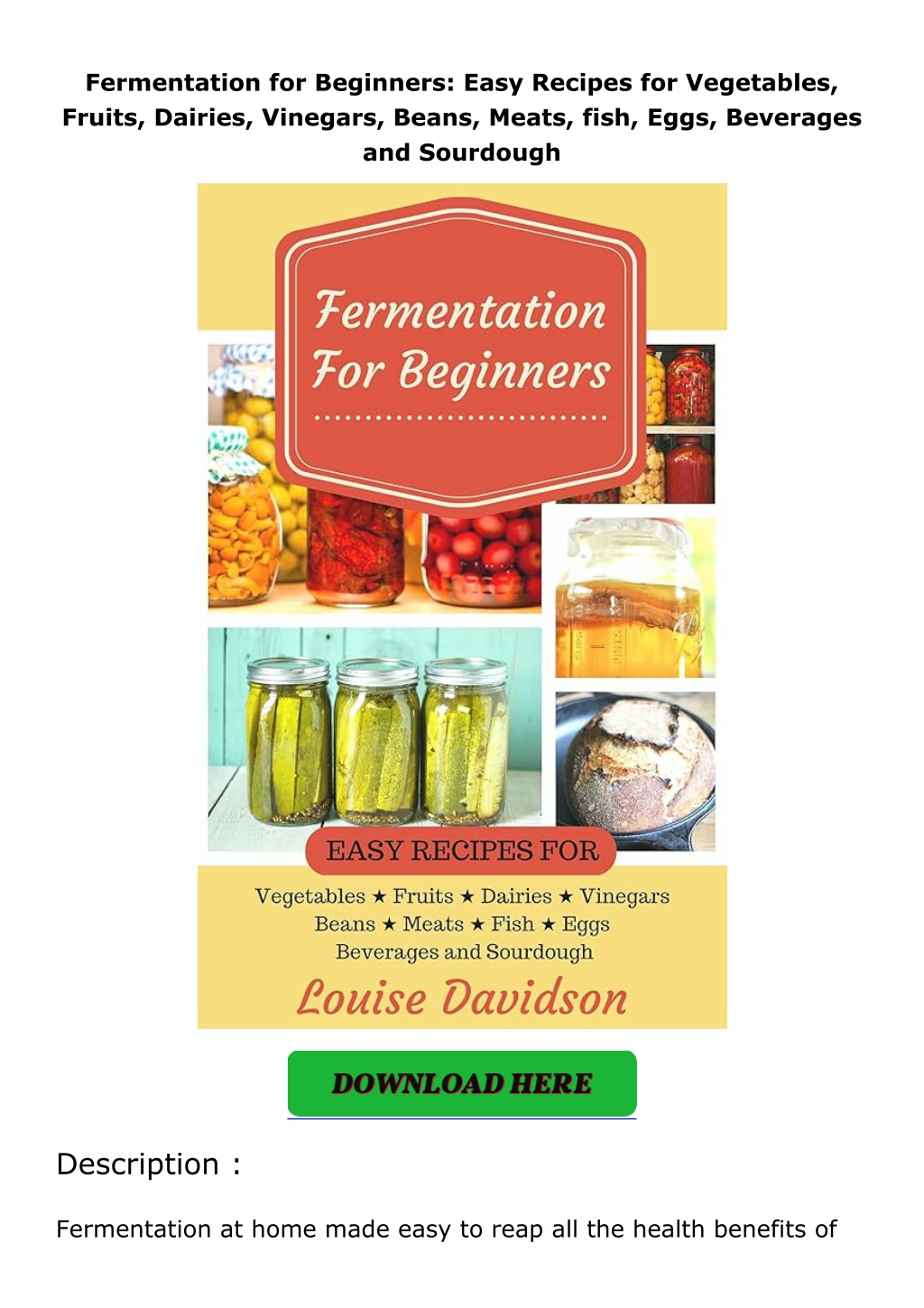 fermentation for beginners easy recipes l.w