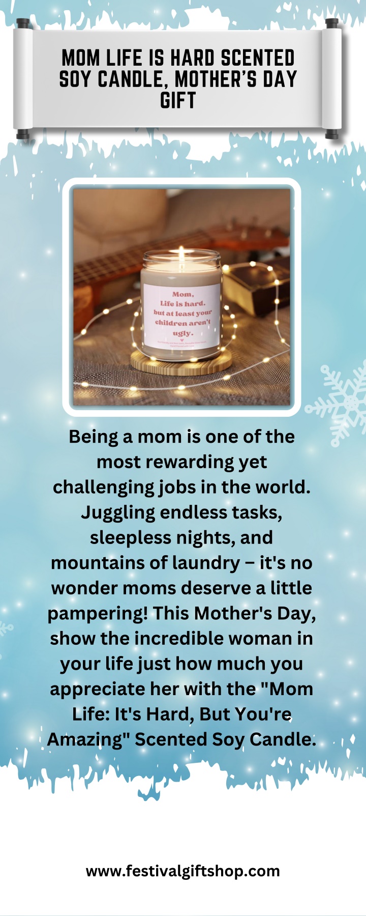 mom life is hard scented soy candle mother n.w