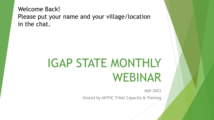IGAP STATE MONTHLY WEBINAR