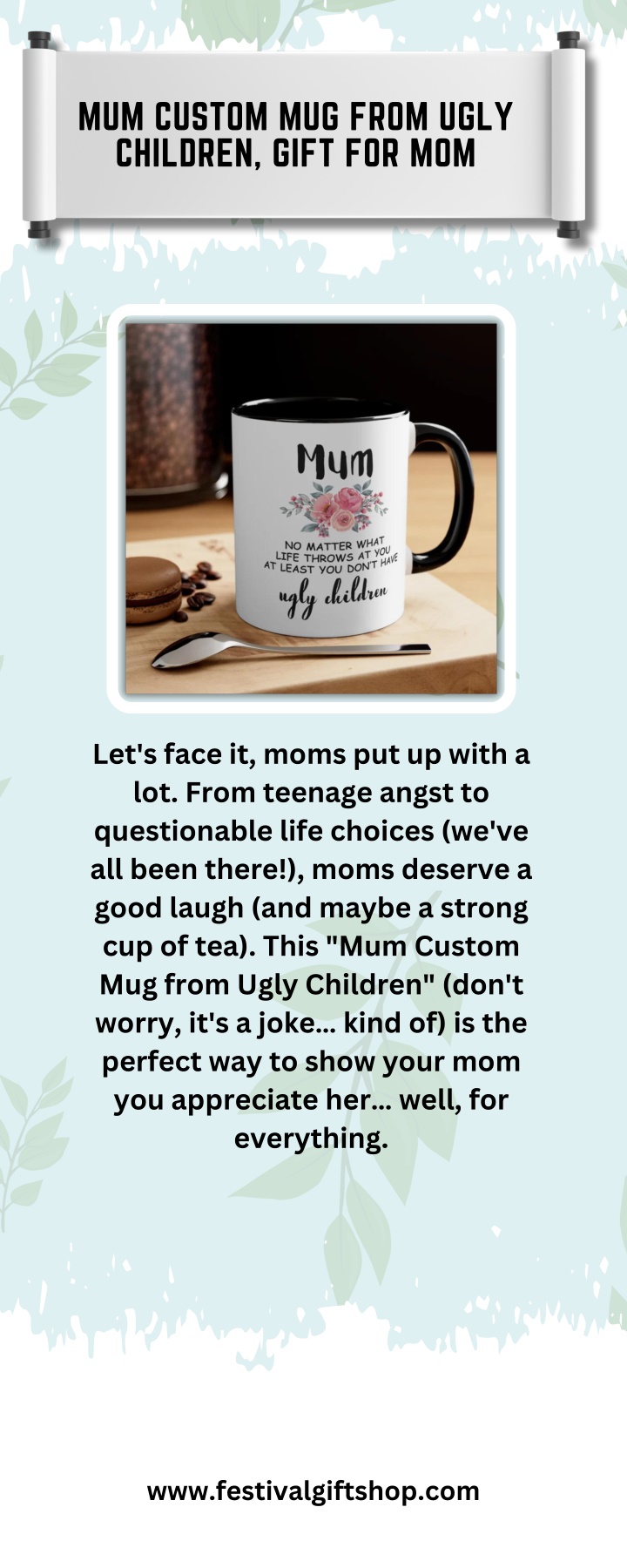 mum custom mug from ugly children gift for mom n.w