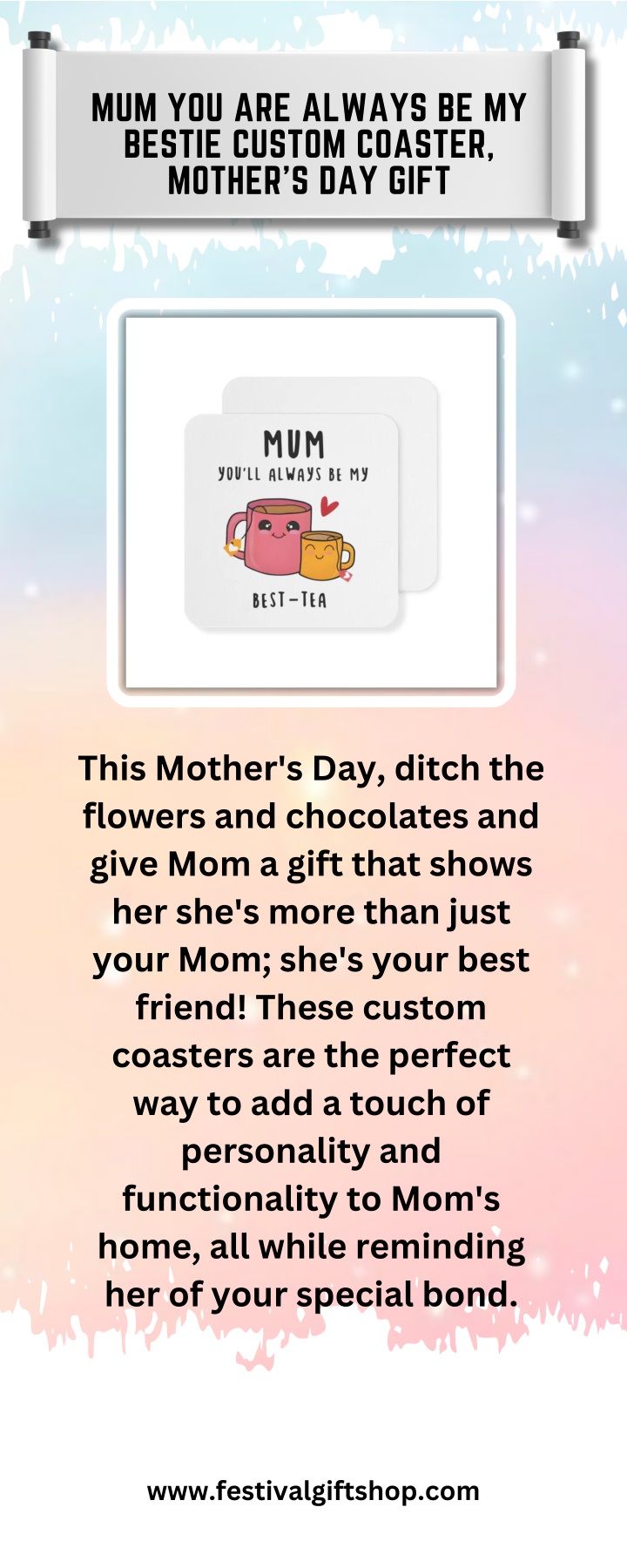 mum you are always be my bestie custom coaster n.w