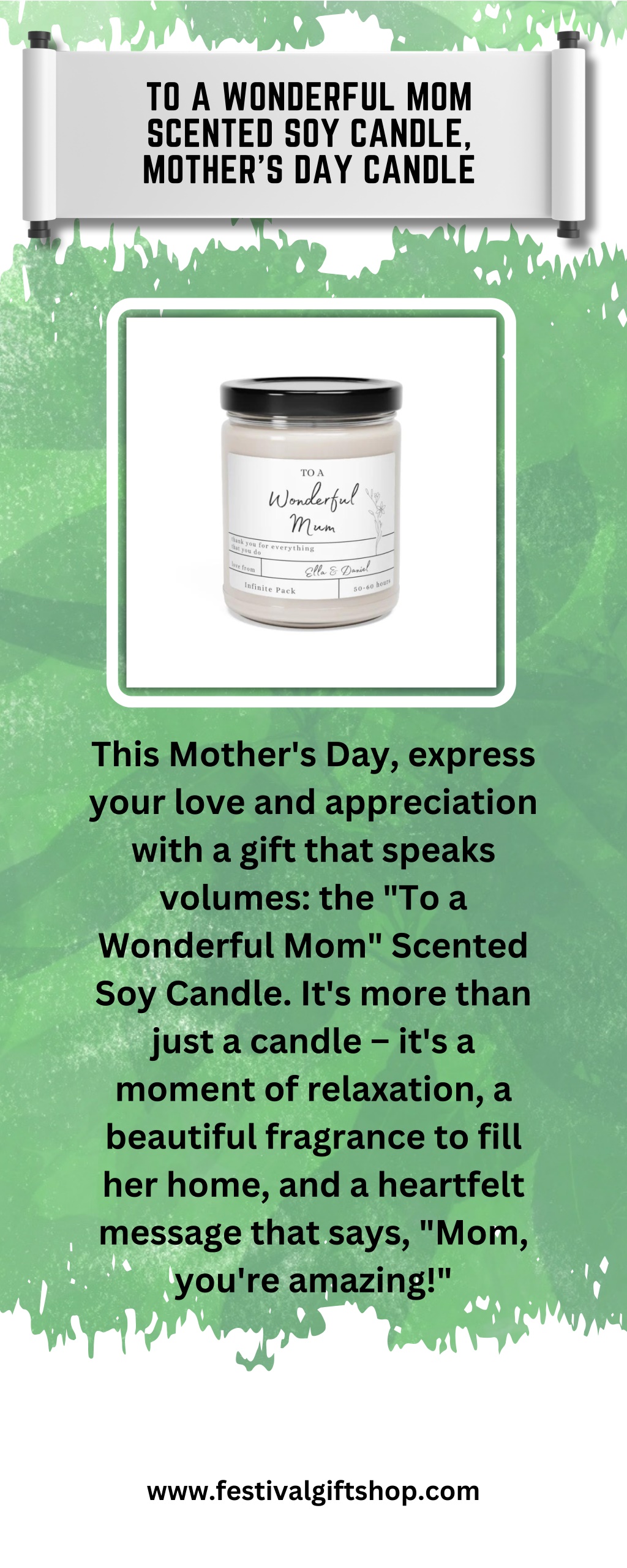 to a wonderful mom scented soy candle mother l.w