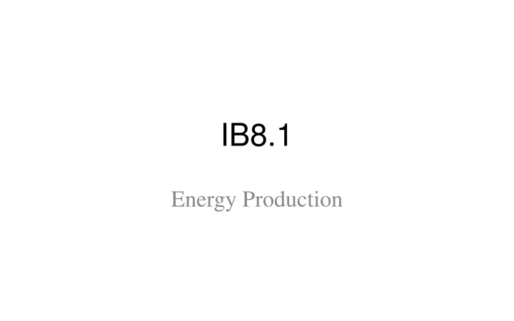 Energy Production