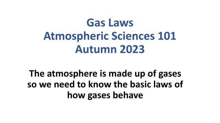 Gas Laws in Atmospheric Sciences