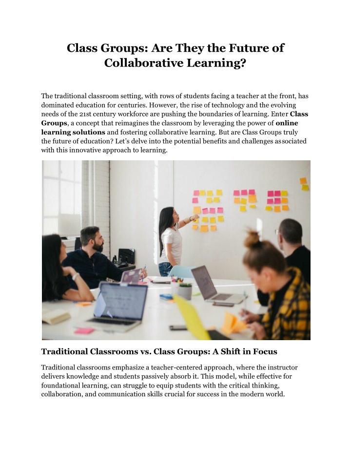 class groups are they the future of collaborative n.w