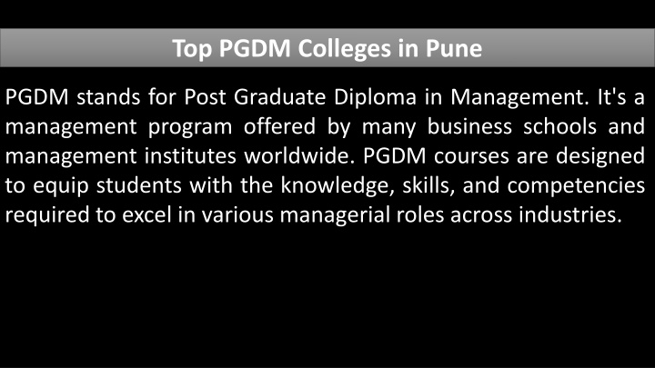 top pgdm colleges in pune n.w