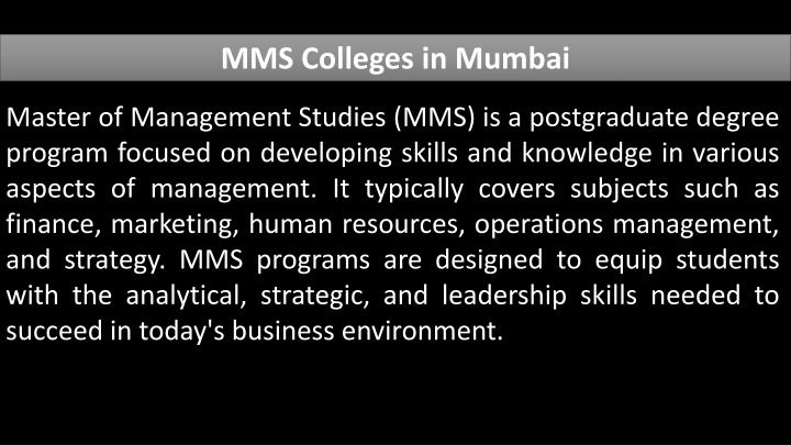 mms colleges in mumbai n.w