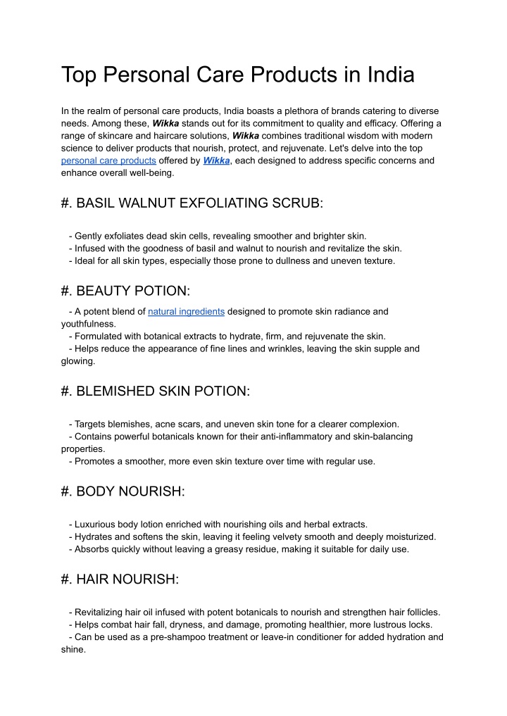 top personal care products in india n.w
