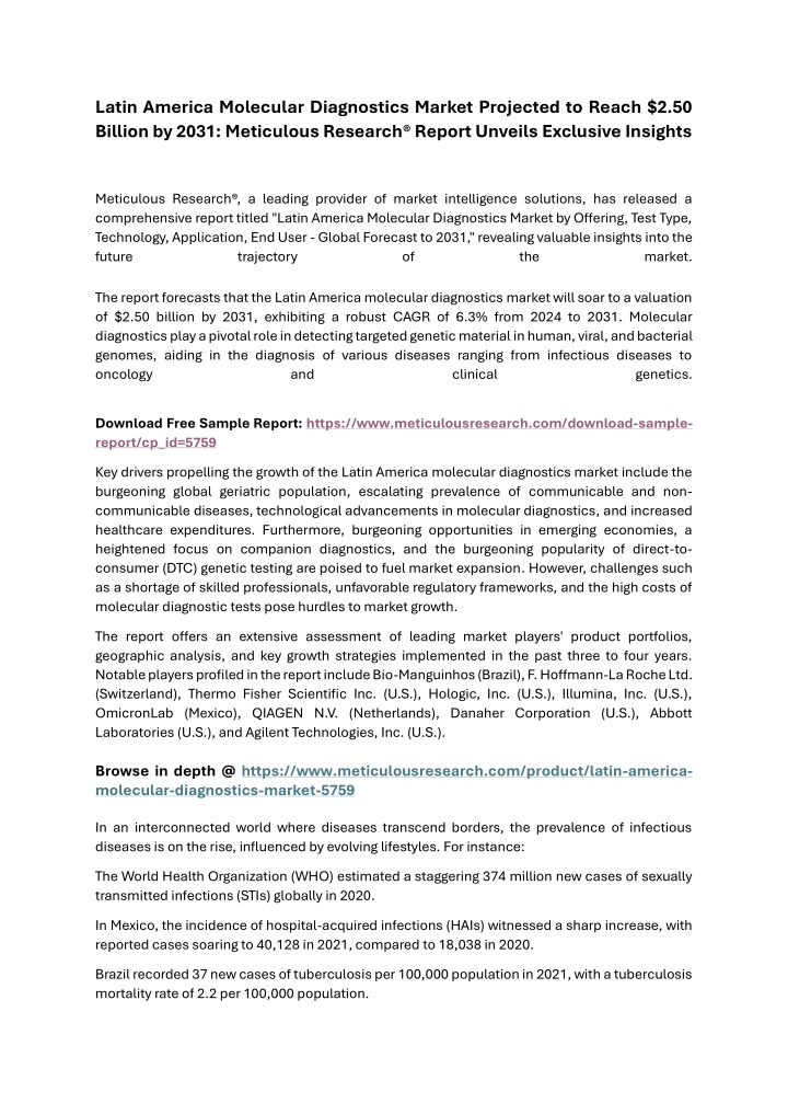 latin america molecular diagnostics market n.w
