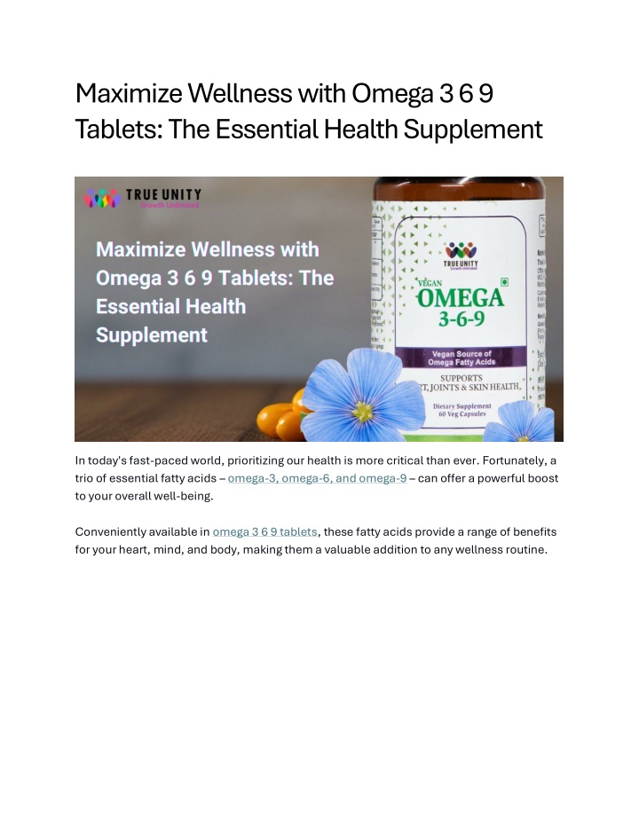 maximize wellness with omega 3 6 9 tablets n.w