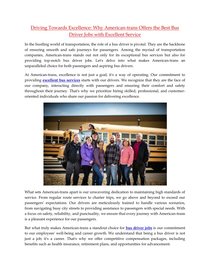 driving towards excellence why american trans n.w