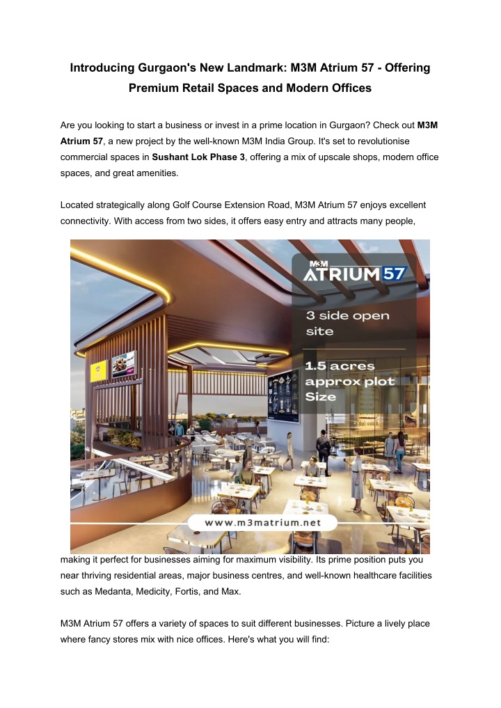 introducing gurgaon s new landmark m3m atrium n.w