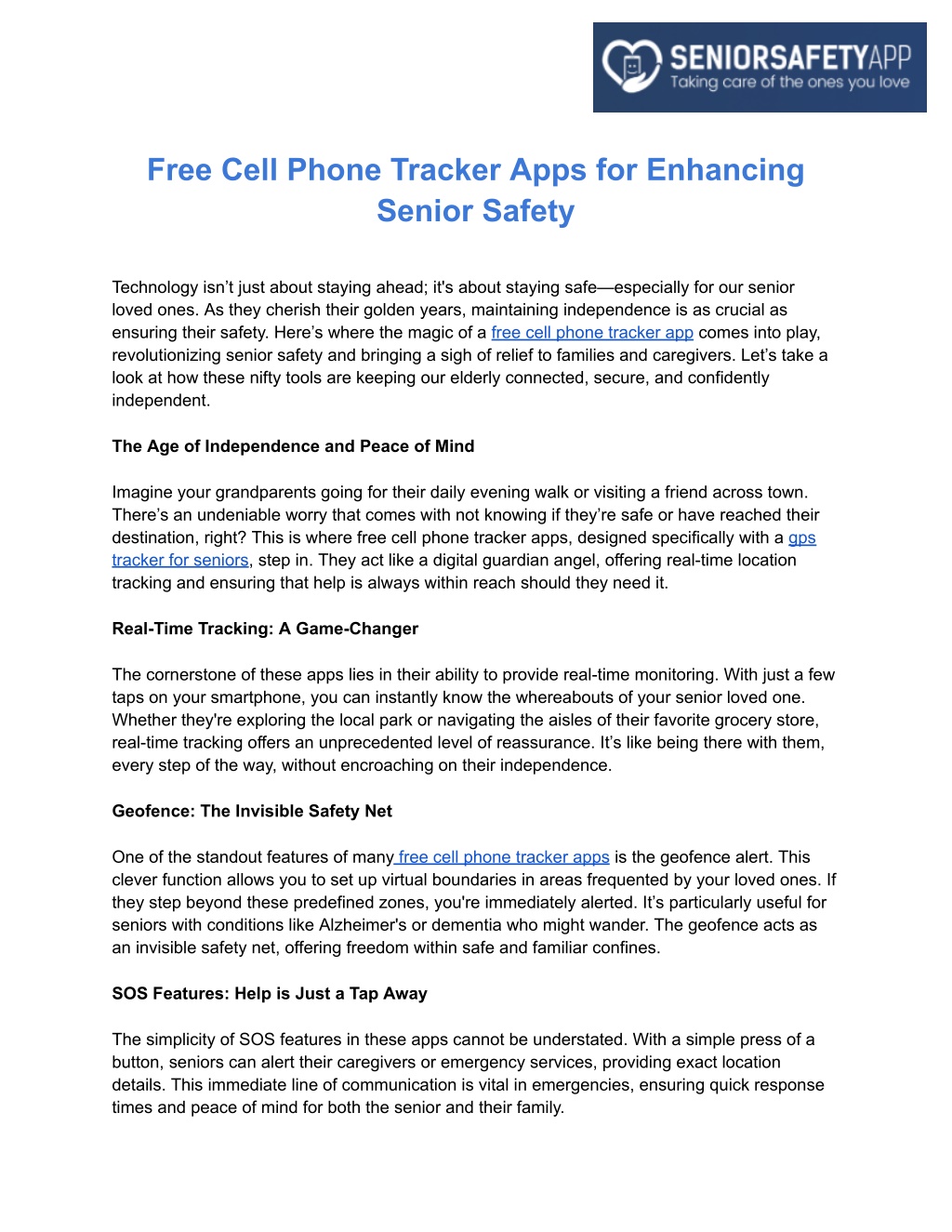 free cell phone tracker apps for enhancing senior l.w