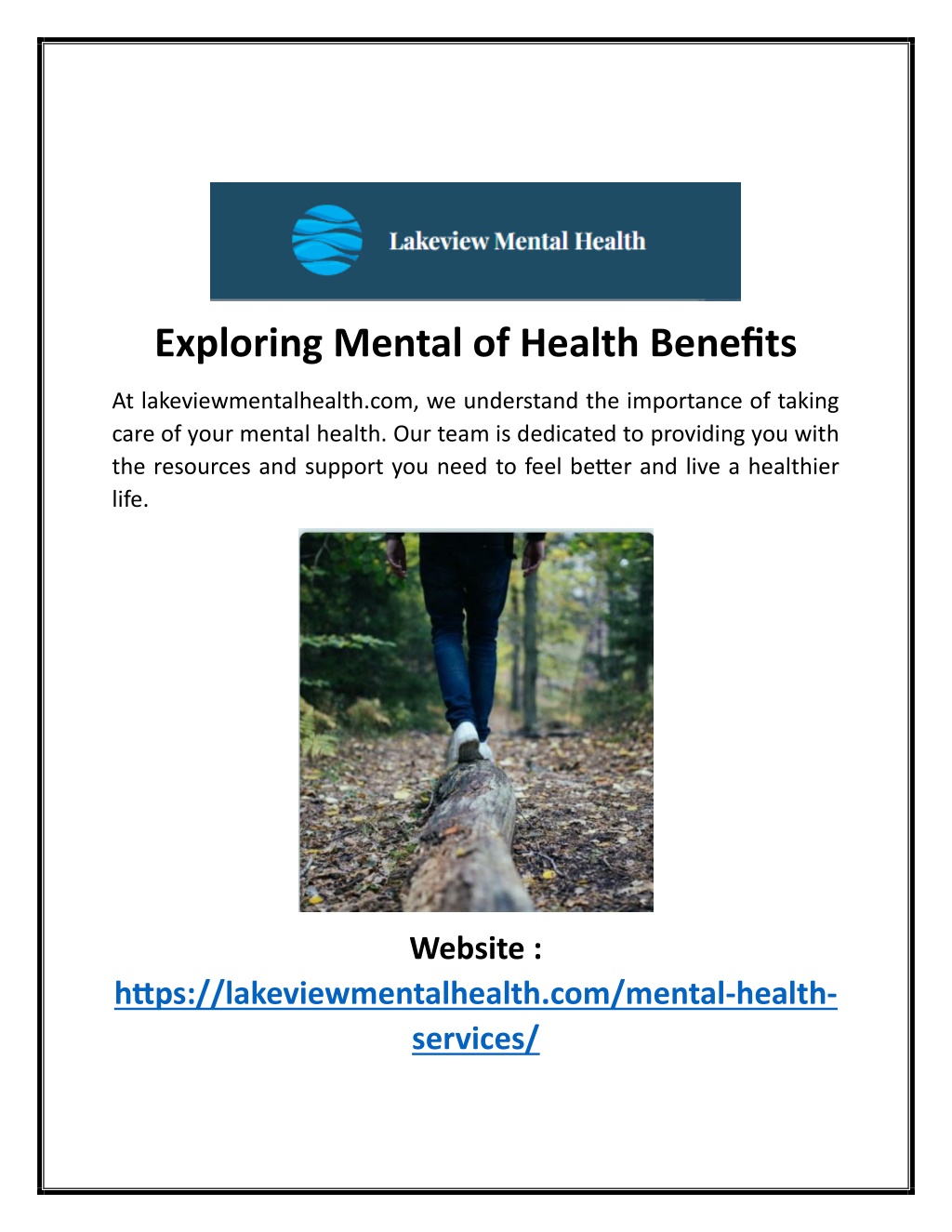 exploring mental of health benefits l.w