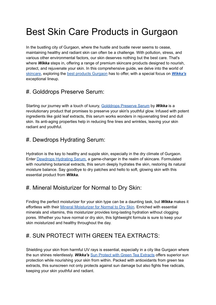 best skin care products in gurgaon n.w
