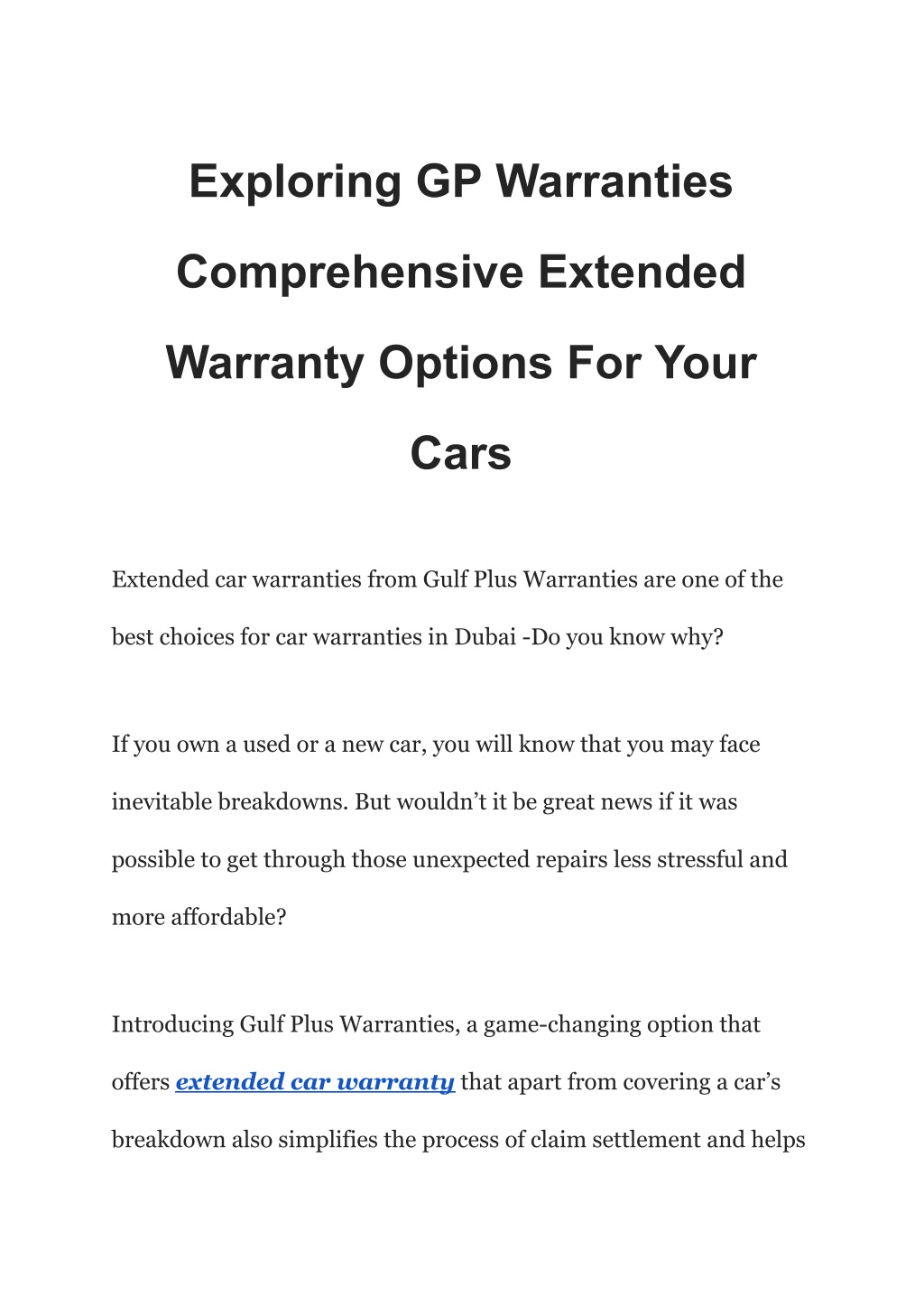 exploring gp warranties l.w