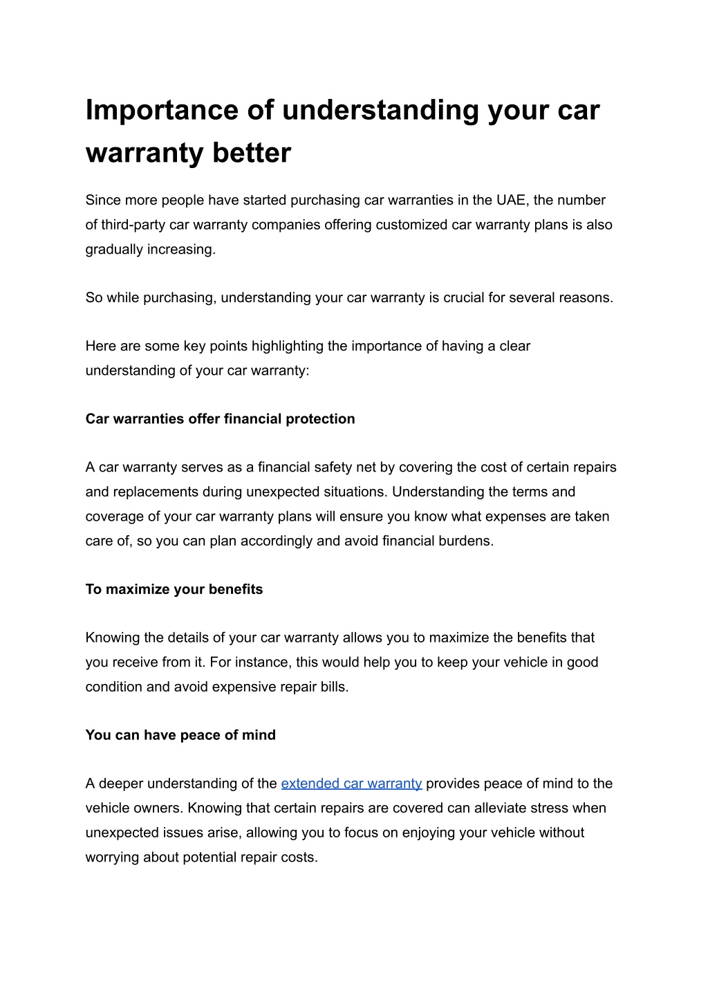 importance of understanding your car warranty l.w