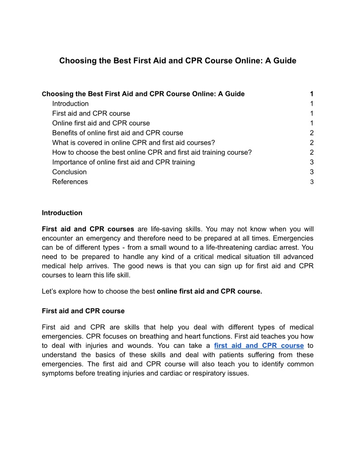 choosing the best first aid and cpr course online n.w
