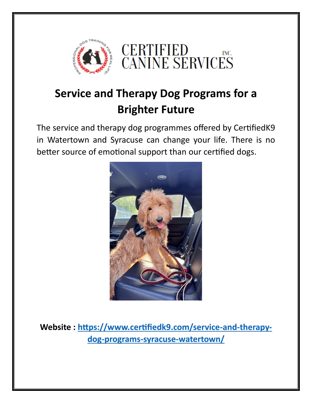 service and therapy dog programs for a brighter l.w