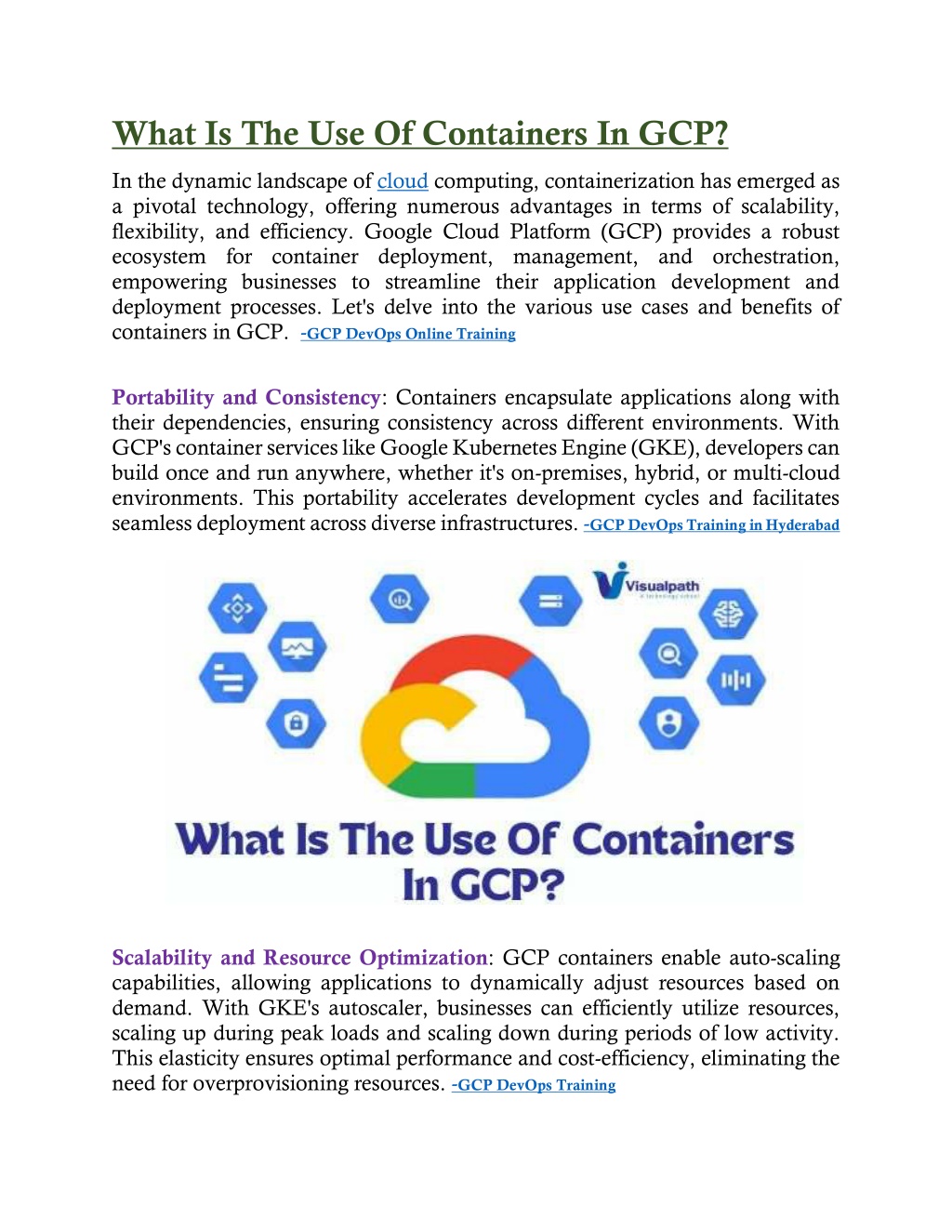 what is the use of containers in gcp l.w