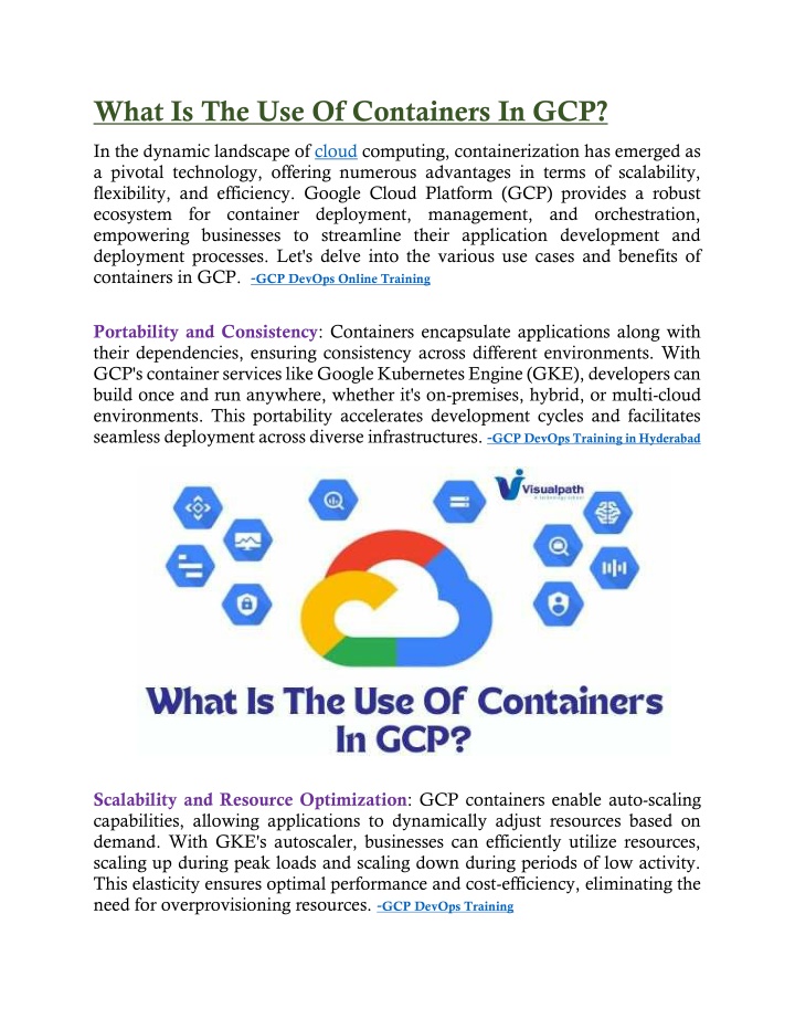 what is the use of containers in gcp n.w