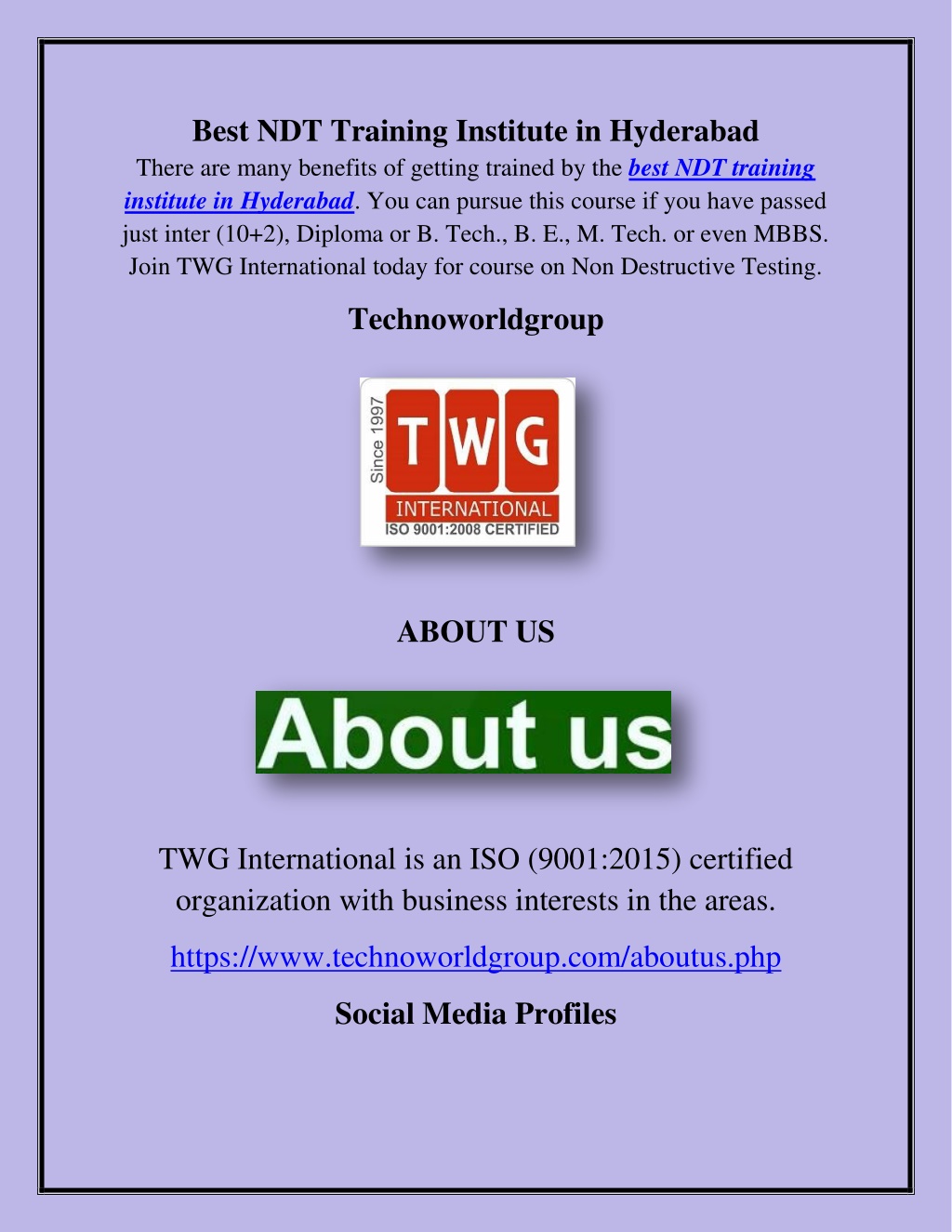 best ndt training institute in hyderabad there l.w