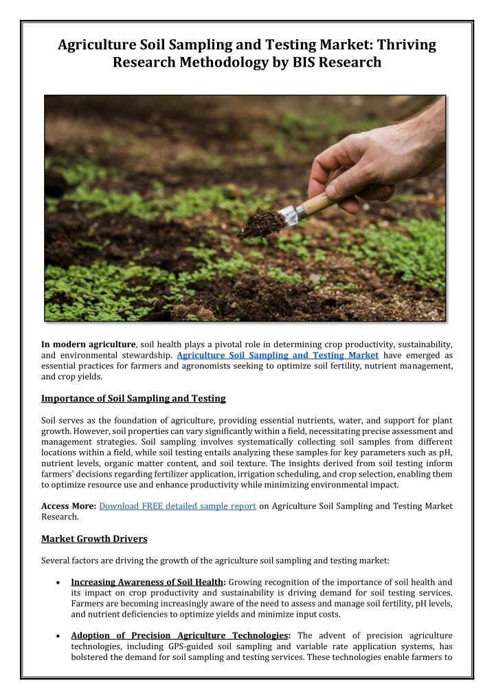 agriculture soil sampling and testing market n.w