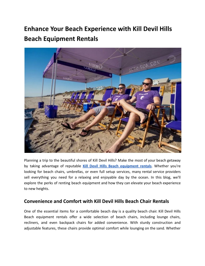 enhance your beach experience with kill devil n.w