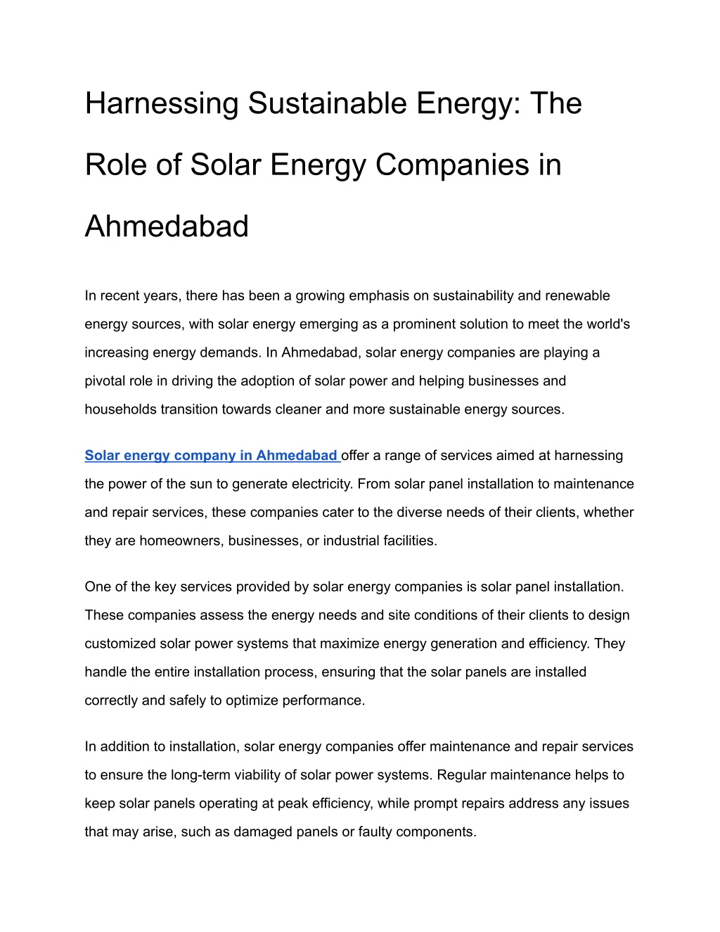 harnessing sustainable energy the l.w