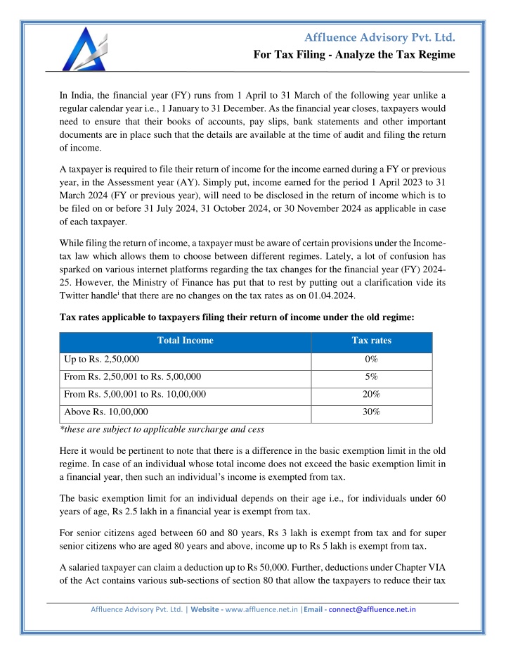 affluence advisory pvt ltd n.w