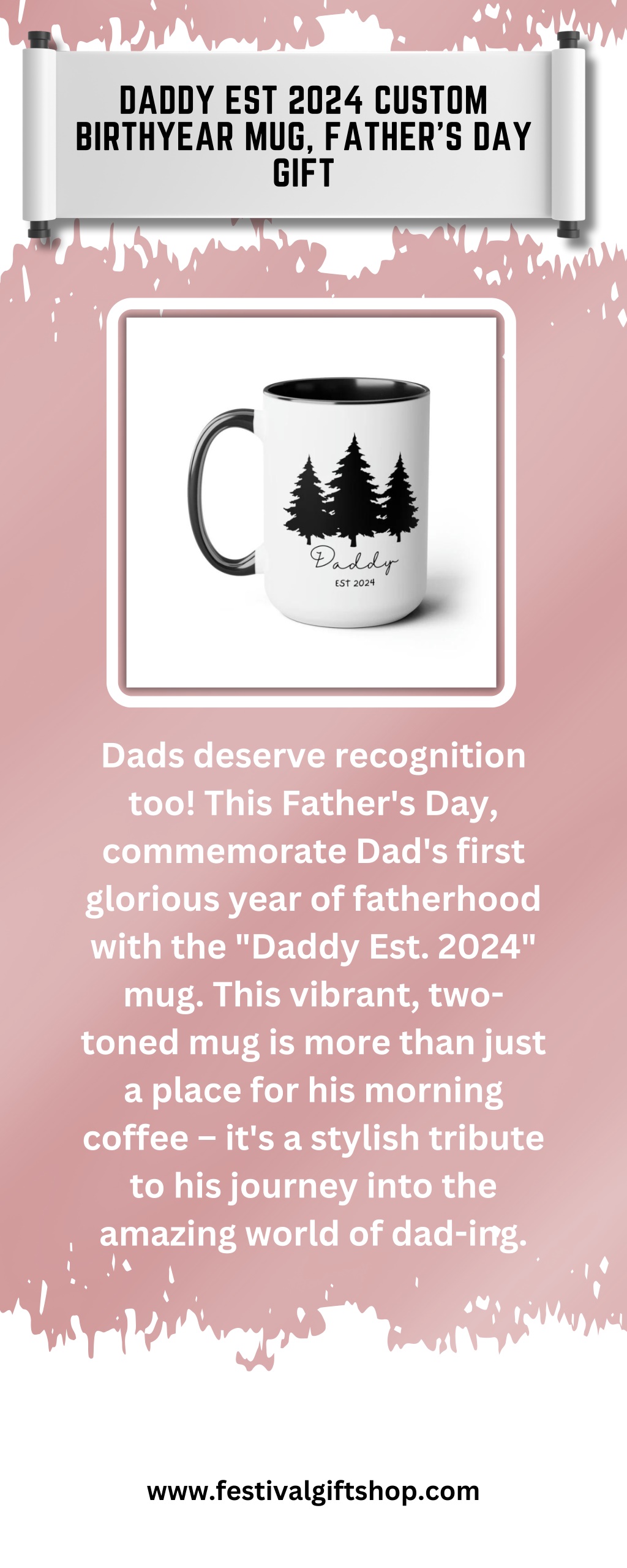 daddy est 2024 custom birthyear mug father l.w