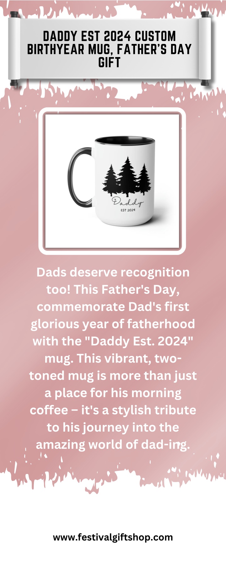daddy est 2024 custom birthyear mug father n.w