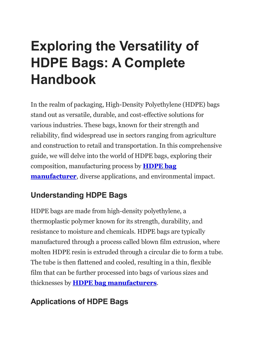 exploring the versatility of hdpe bags a complete l.w