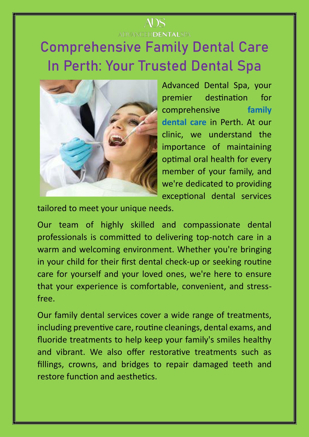 comprehensive family dental care in perth your l.w