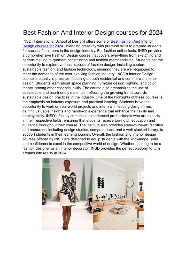 best fashion and interior design courses for 2024 n.w