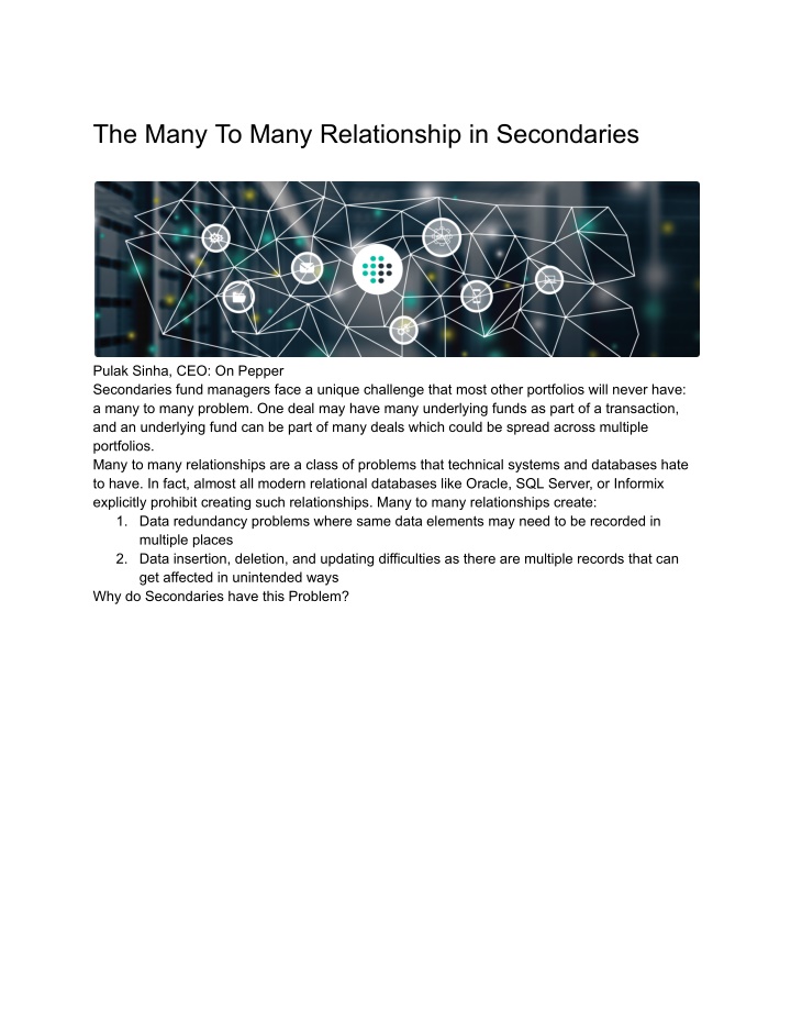 the many to many relationship in secondaries n.w