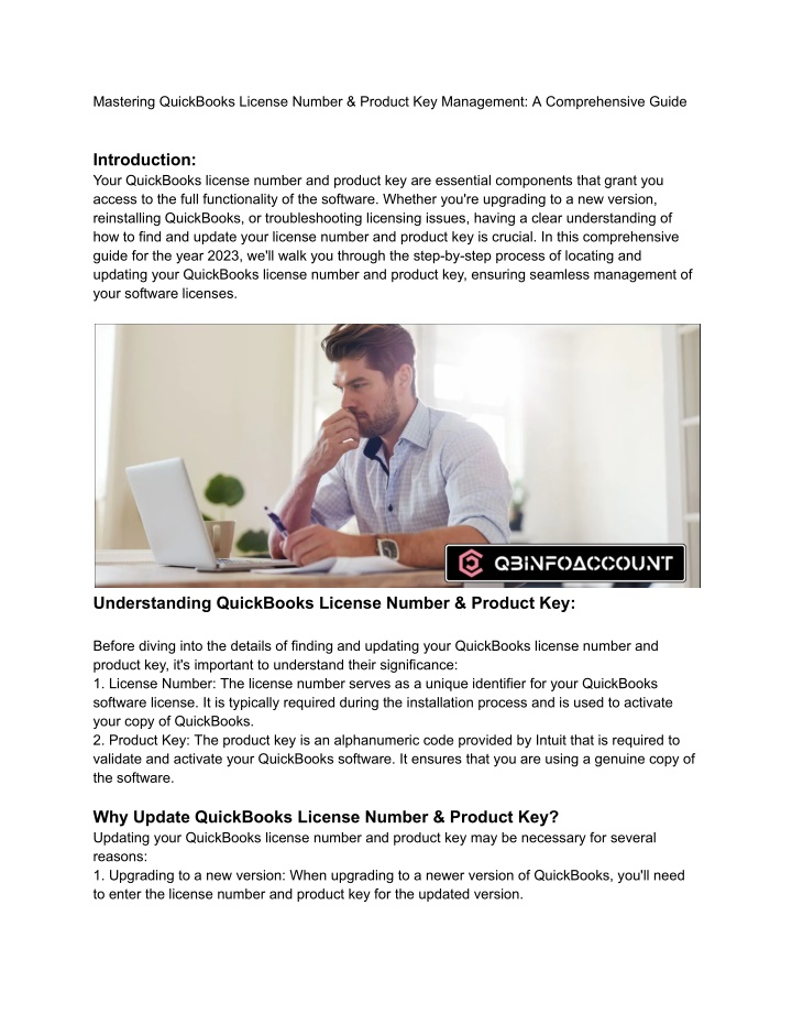 mastering quickbooks license number product n.w