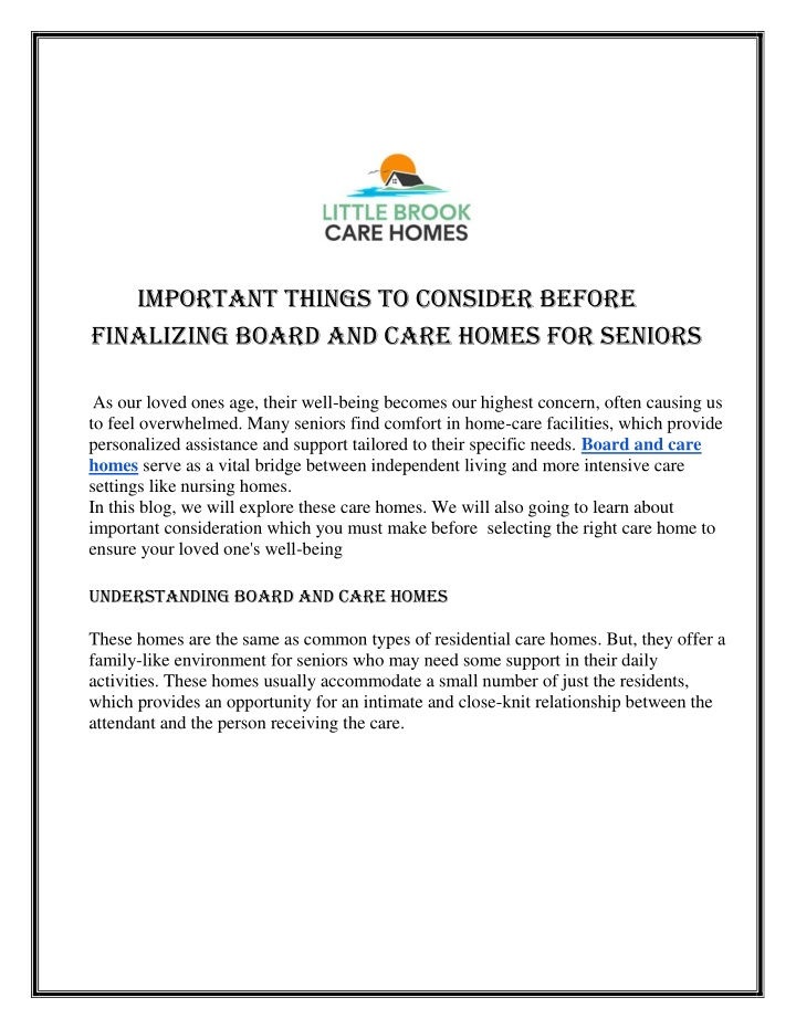important things to consider before finalizing n.w
