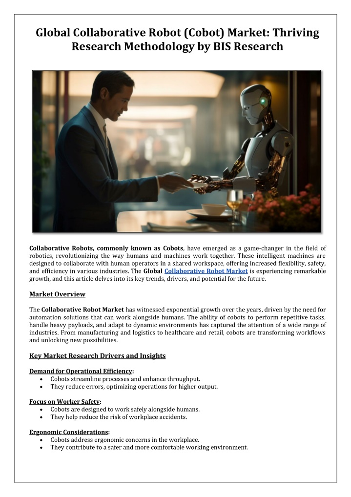 global collaborative robot cobot market thriving n.w