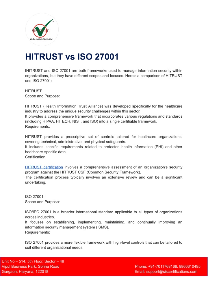 hitrust vs iso 27001 n.w