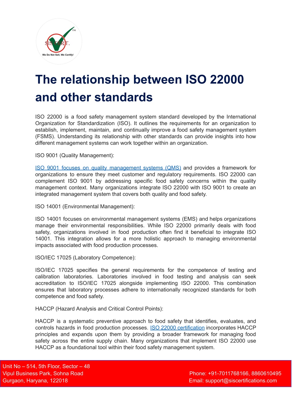 the relationship between iso 22000 and other l.w