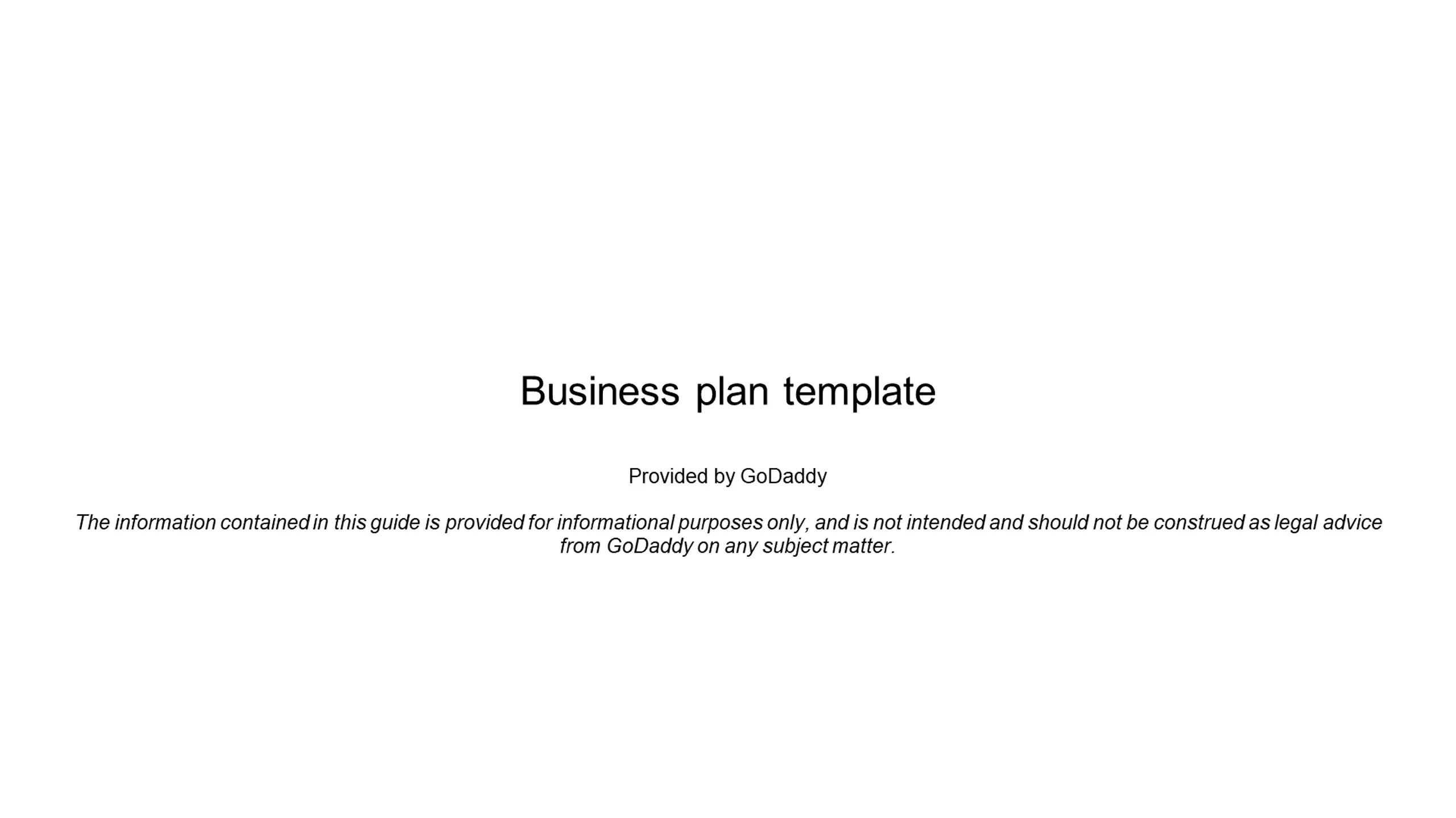 Business plan template