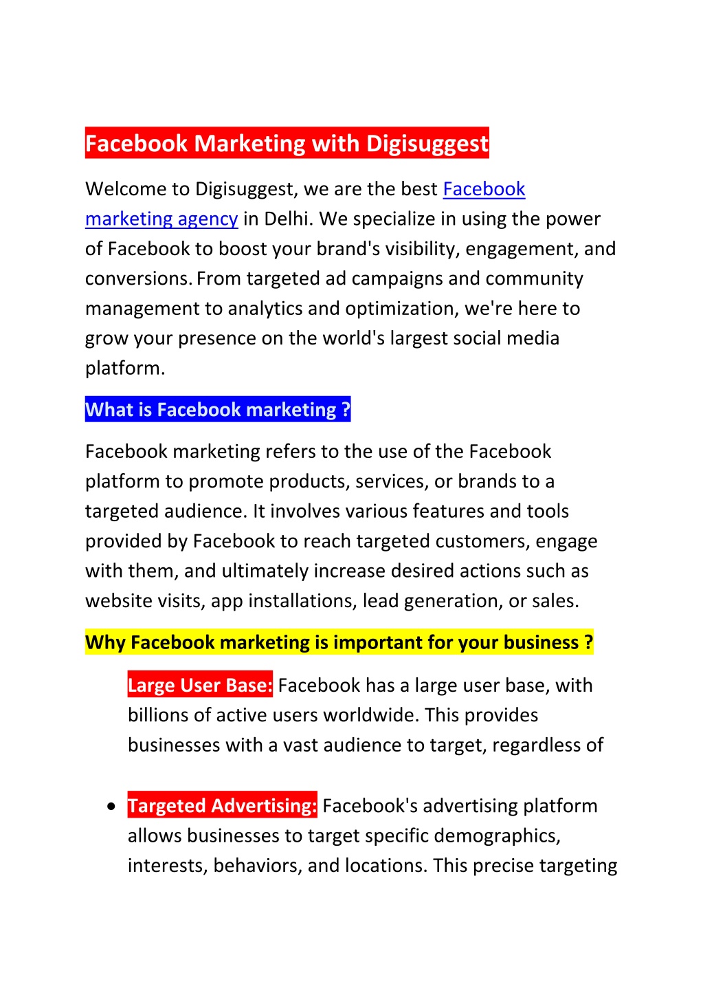 facebook marketing with digisuggest l.w