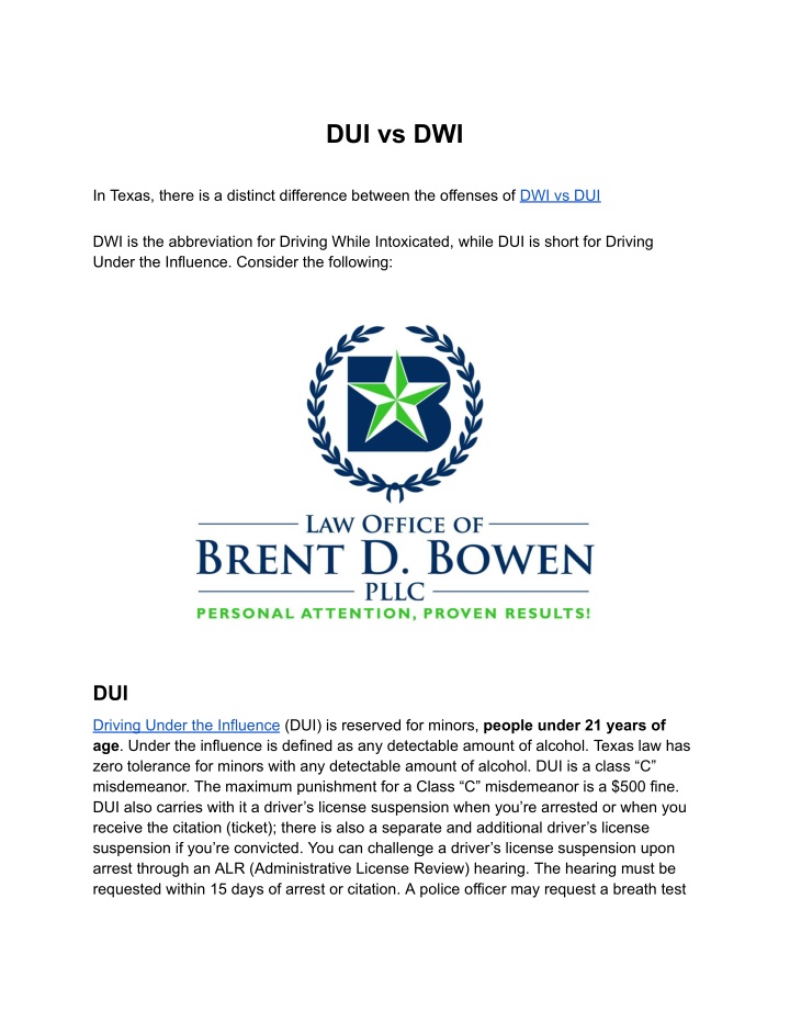 dui vs dwi n.w