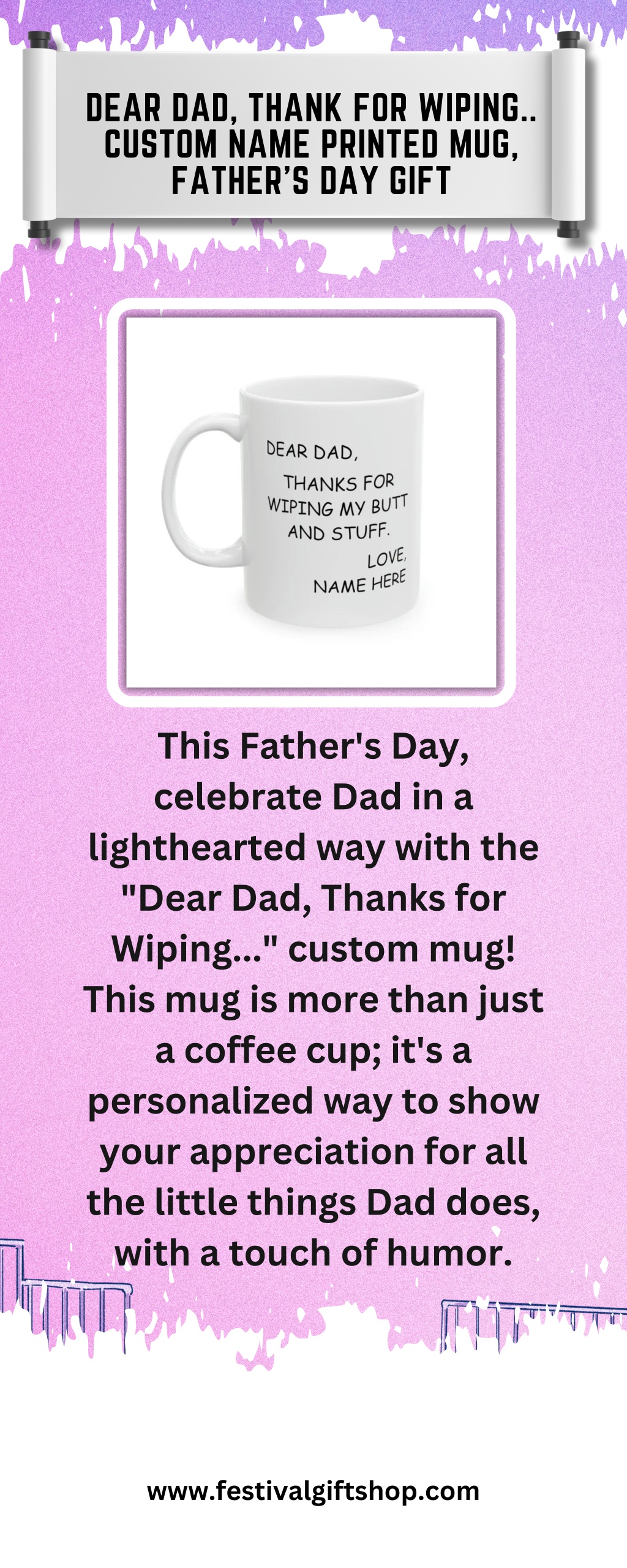 dear dad thank for wiping custom name printed l.w