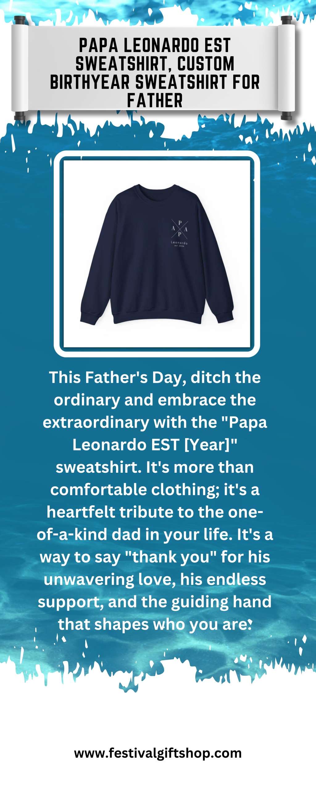 papa leonardo est sweatshirt custom birthyear l.w