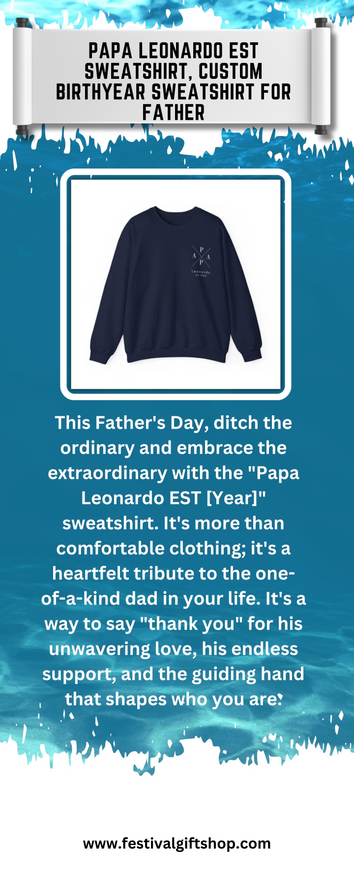 papa leonardo est sweatshirt custom birthyear n.w