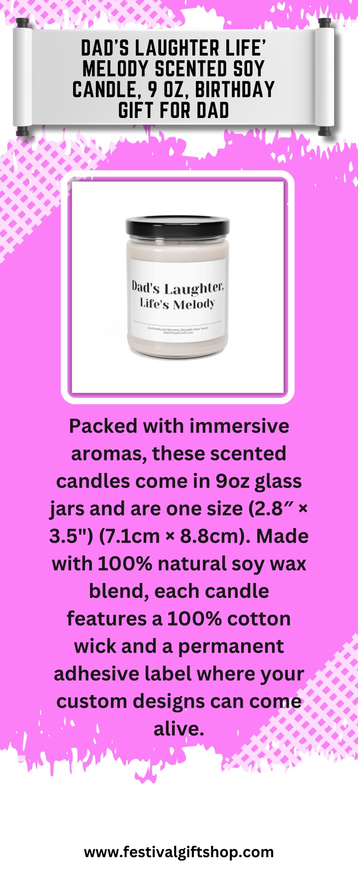 dad s laughter life melody scented soy candle n.w
