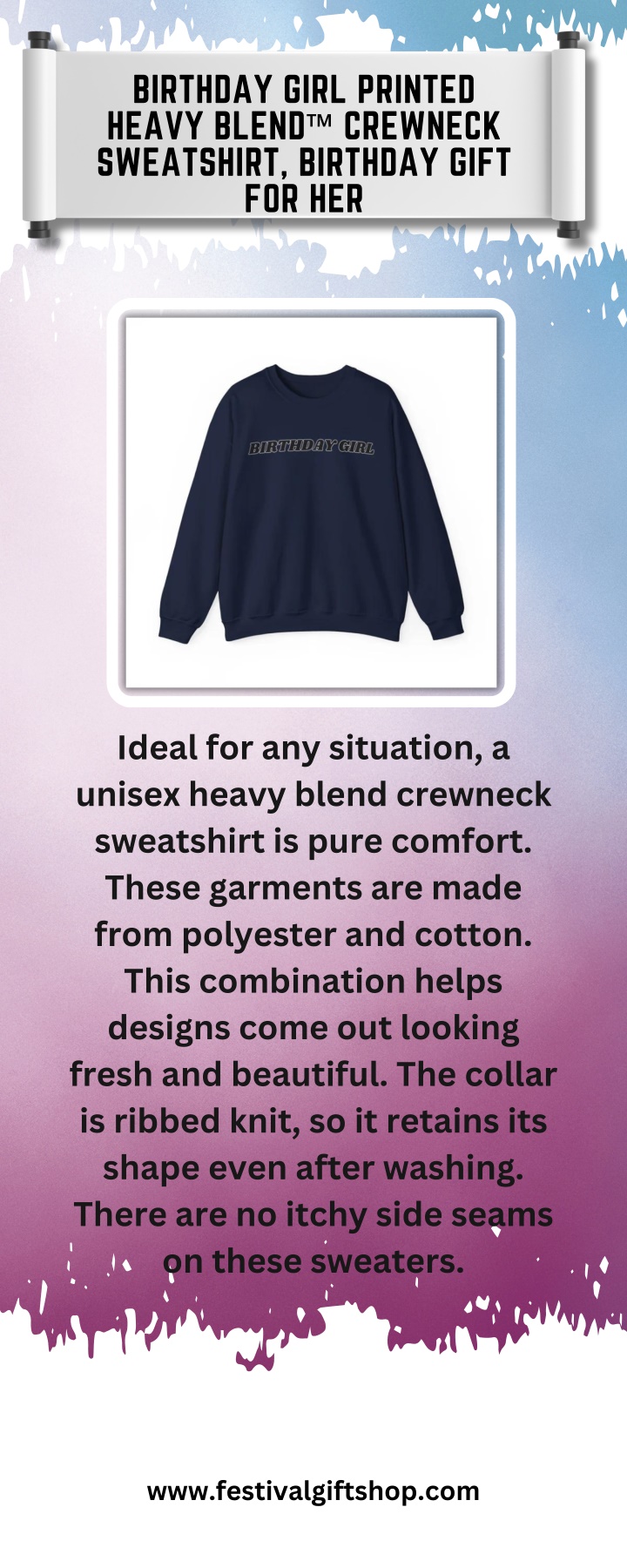 birthday girl printed heavy blend crewneck n.w
