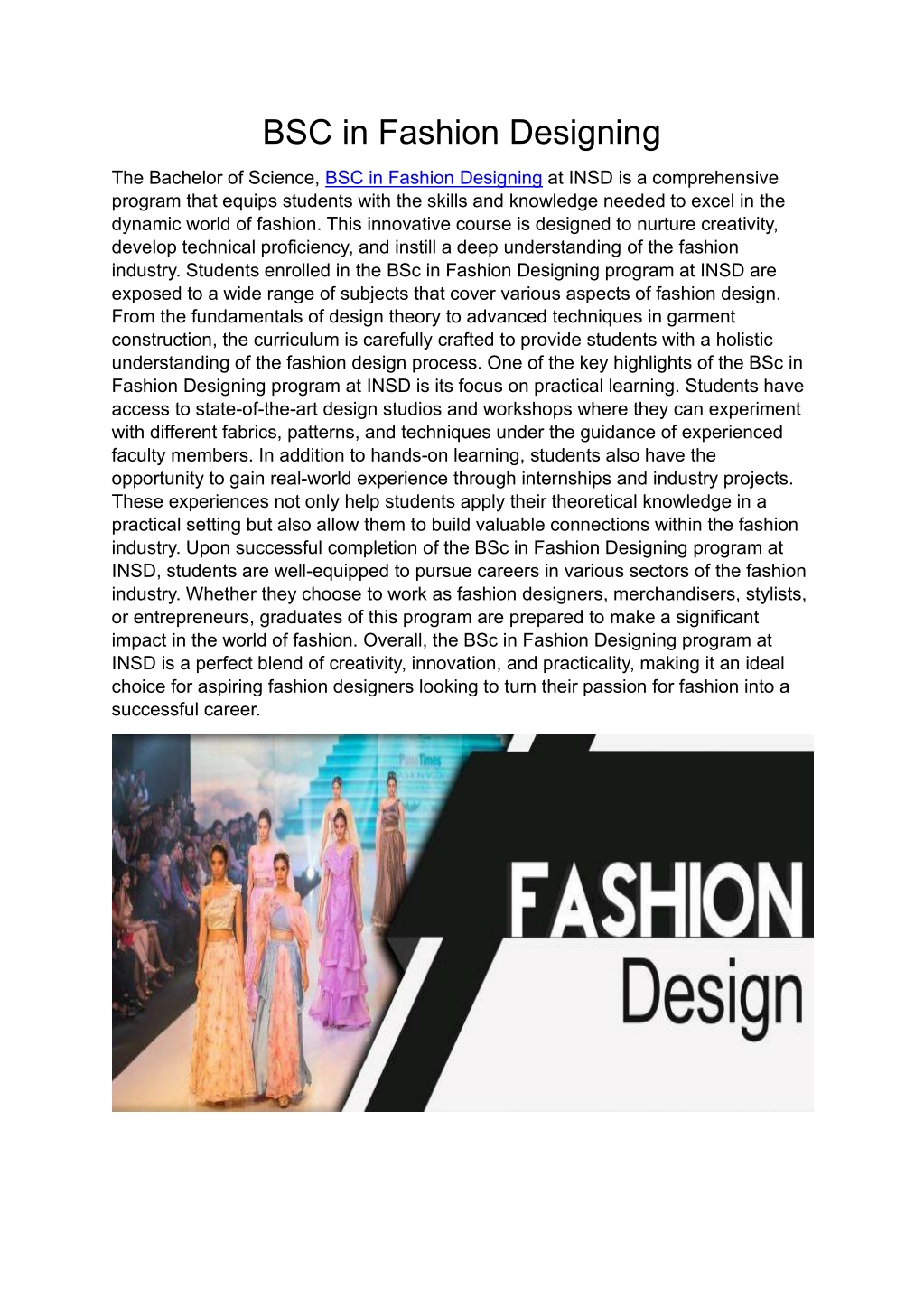 bsc in fashion designing l.w